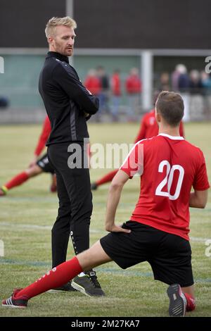 Wim de Decker et Geoffry Hairemans d'Anvers photographiés lors d'une session de formation de l'équipe belge de football de première division Royal Antwerp FC à Deurne, le lundi 12 juin 2017, première formation de la saison 2017-2018. BELGA PHOTO DIRK WAEM Banque D'Images