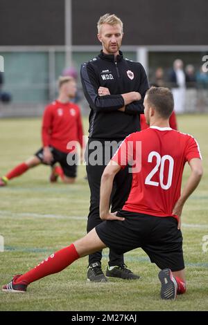 Wim de Decker et Geoffry Hairemans d'Anvers photographiés lors d'une session de formation de l'équipe belge de football de première division Royal Antwerp FC à Deurne, le lundi 12 juin 2017, première formation de la saison 2017-2018. BELGA PHOTO DIRK WAEM Banque D'Images