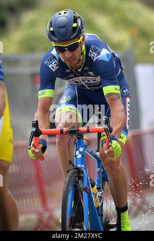 Belge Kenny Dehaes de Wanty-Groupe Gobert photographié en action lors de la course d'élite masculine aux championnats de cyclisme belge, dimanche 25 juin 2017, à Anvers. BELGA PHOTO DAVID STOCKMAN Banque D'Images