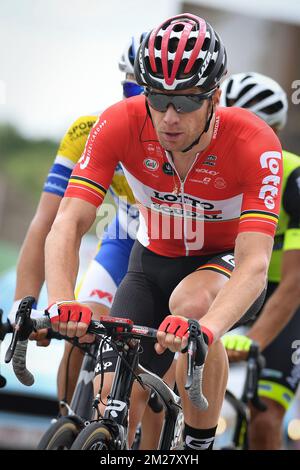 Jurgen Roelandts belges de Lotto Soudal photographiés en action lors de la course d'élite masculine aux championnats de cyclisme belges, dimanche 25 juin 2017, à Anvers. BELGA PHOTO DAVID STOCKMAN Banque D'Images