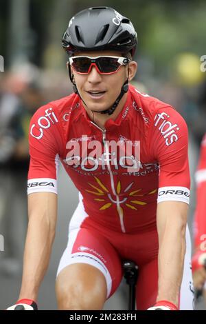 Belge Dimitri Claeys de Cofidis, Solutions Crédits photographiés avant la deuxième étape de l'édition 104rth de la course cycliste Tour de France, 203,5km de Düsseldorf, Allemagne, à Liège, Belgique, Dimanche 02 juillet 2017. Le Tour de France de cette année a lieu du 1er juillet à 23 juillet. BELGA PHOTO YORICK JANSENS Banque D'Images