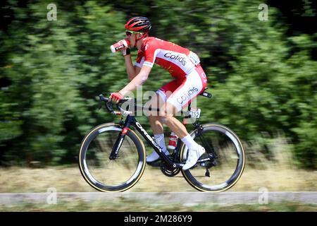 Belgian Dimitri Claeys of Cofidis, Solutions Credits pictured in action during the sixth stage of the 104th edition of the Tour de France cycling race, 216 km from Vesoul to Troyes, France, Thursday 06 July 2017. This year's Tour de France takes place from July first to July 23rd. BELGA PHOTO YORICK JANSENS Stock Photo