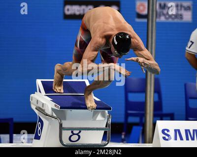 Le nageur belge Pieter Timmers photographié en action pendant les épreuves de la compétition de freestyle masculine 200m aux Championnats du monde de Budapest, Hongrie, lundi 24 juillet 2017. BELGA PHOTO ERIC LALMAND Banque D'Images