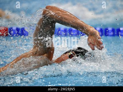 Le nageur belge Pieter Timmers photographié en action pendant les épreuves de la compétition de freestyle masculine 200m aux Championnats du monde de Budapest, Hongrie, lundi 24 juillet 2017. BELGA PHOTO ERIC LALMAND Banque D'Images