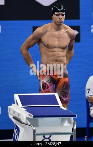 Pieter Timmers, nageur belge, photographié pendant les épreuves de la compétition de freestyle masculine 200m aux Championnats du monde de Budapest, Hongrie, lundi 24 juillet 2017. BELGA PHOTO ERIC LALMAND Banque D'Images