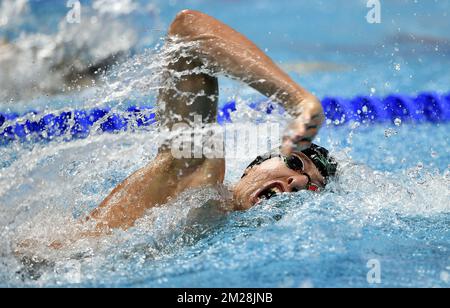 Le nageur belge Pieter Timmers photographié en action pendant les épreuves de la compétition de freestyle masculine 200m aux Championnats du monde de Budapest, Hongrie, lundi 24 juillet 2017. BELGA PHOTO ERIC LALMAND Banque D'Images