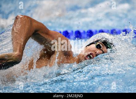 Le nageur belge Pieter Timmers photographié en action pendant les épreuves de la compétition de freestyle masculine 200m aux Championnats du monde de Budapest, Hongrie, lundi 24 juillet 2017. BELGA PHOTO ERIC LALMAND Banque D'Images