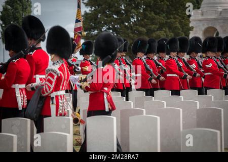 L'illustration montre les commémorations au cimetière de guerre du Commonwealth de Tyne Cot qui font partie de la commémoration du centenaire de Passchendaele, la troisième bataille d'Ypres les 30th et 31st juillet 2017, lundi 31 juillet 2017. BELGA PHOTO KURT DESPLENTER Banque D'Images