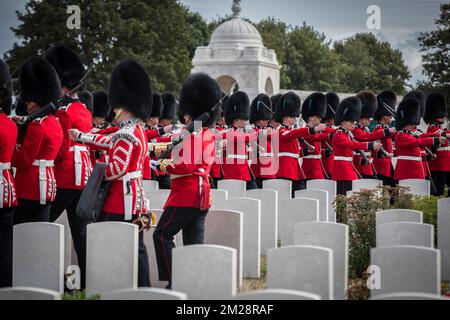 L'illustration montre les commémorations au cimetière de guerre du Commonwealth de Tyne Cot qui font partie de la commémoration du centenaire de Passchendaele, la troisième bataille d'Ypres les 30th et 31st juillet 2017, lundi 31 juillet 2017. BELGA PHOTO KURT DESPLENTER Banque D'Images