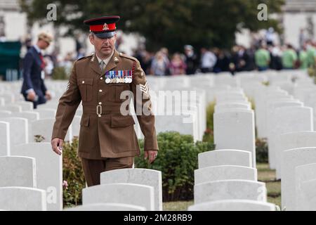 L'illustration montre les commémorations au cimetière de guerre du Commonwealth de Tyne Cot qui font partie de la commémoration du centenaire de Passchendaele, la troisième bataille d'Ypres les 30th et 31st juillet 2017, lundi 31 juillet 2017. BELGA PHOTO KURT DESPLENTER Banque D'Images