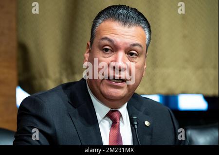 Washington, United States. 13th Dec, 2022. U.S. Senator Alex Padilla (D-CA) speaking at a hearing of the Senate Judiciary Committee. Credit: SOPA Images Limited/Alamy Live News Stock Photo