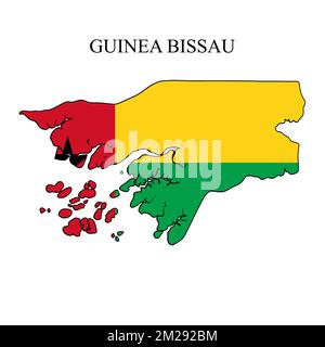 Illustration vectorielle de la carte de Guinée-Bissau. Économie mondiale. Pays célèbre. Afrique de l'Ouest. Afrique. Illustration de Vecteur