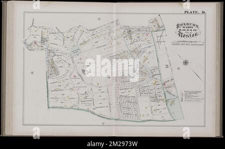 Atlas de la ville de Boston, Massachusetts : complet en un volume : à partir de documents officiels, plans privés et relevés réels : planche 16 , immobilier, Massachusetts, Boston, cartes, Propriétaires fonciers, Massachusetts, Boston, cartes, Roxbury Boston, Mass., cartes Norman B. Leventhal Map Center Collection Banque D'Images