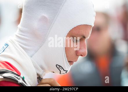 Mick Schumacher, fils de l'ancien champion de F1 Michael Schumacher photographié pendant la course du Grand Prix de Formule 1 de Spa-Francorchamps, à Spa-Francorchamps, dimanche 27 août 2017. BELGA PHOTO BENOIT DOPPAGNE Banque D'Images