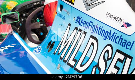 Mick Schumacher, fils de l'ancien champion de F1 Michael Schumacher photographié pendant la course du Grand Prix de Formule 1 de Spa-Francorchamps, à Spa-Francorchamps, dimanche 27 août 2017. BELGA PHOTO BENOIT DOPPAGNE Banque D'Images