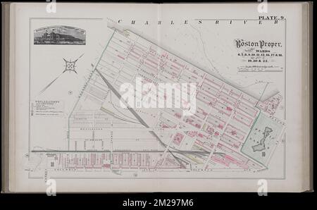 Atlas de la ville de Boston, Massachusetts : complet en un volume : à partir de documents officiels, plans privés et relevés réels : planche 9 , immobilier, Massachusetts, Boston, cartes, Propriétaires fonciers, Massachusetts, Boston, cartes, Boston, Mass., cartes Norman B. Leventhal Map Center Collection Banque D'Images