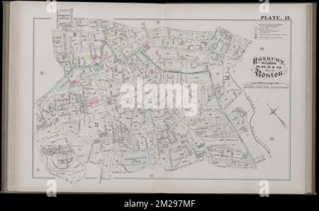 Atlas de la ville de Boston, Massachusetts : complet en un volume : à partir de documents officiels, plans privés et relevés réels : planche 15 , immobilier, Massachusetts, Boston, cartes, Propriétaires fonciers, Massachusetts, Boston, cartes, Roxbury Boston, Mass., cartes Norman B. Leventhal Map Center Collection Banque D'Images