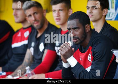 Barry Boubacar Copa, gardien de but d'OHL, photographié lors d'un match de football entre KVC Westerlo et OH Leuven, à Westerlo, samedi 02 septembre 2017, le quatrième jour de la compétition de la division 1B Proximus League du championnat belge de football. BELGA PHOTO BRUNO FAHY Banque D'Images