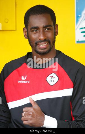 Barry Boubacar Copa, gardien de but d'OHL, photographié lors d'un match de football entre KVC Westerlo et OH Leuven, à Westerlo, samedi 02 septembre 2017, le quatrième jour de la compétition de la division 1B Proximus League du championnat belge de football. BELGA PHOTO BRUNO FAHY Banque D'Images