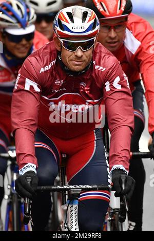 Alexander Kristoff, Norvegian, de Katusha-Alpecin, photographié en action lors d'une séance d'entraînement en prévision des Championnats du monde de cyclisme sur route 2017 de l'UCI à Bergen, en Norvège, le jeudi 21 septembre 2017. BELGA PHOTO YORICK JANSENS Banque D'Images