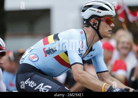 Belgian STUYVEN Jasper of Trek - Segafredo the men's elite road race at the 2017 UCI Road World Cycling Championships in Bergen, Norway, Sunday 24 September 2017. BELGA PHOTO YUZURU SUNADA  Stock Photo