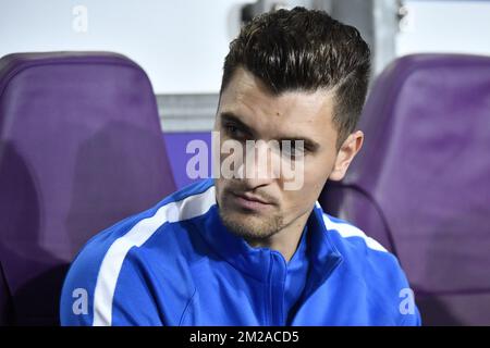 PSG's Thomas Meunier pictured during a third game (out of 6) in the group stage (Group B) of the UEFA Champions League competition between Belgian soccer team RSC Anderlecht and French club PSG Paris Saint-Germain, Wednesday 18 October 2017 in Brussels. BELGA PHOTO DIRK WAEM Stock Photo