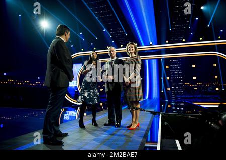 Danira Boukhriss Terkessidis, Roi Philippe - Filip de Belgique et Reine Mathilde de Belgique photographiés lors d'une visite d'un couple royal belge à Videohouse, une société de médias à Vilvoorde, le mercredi 29 novembre 2017. BELGA PHOTO JASPER JACOBS Banque D'Images