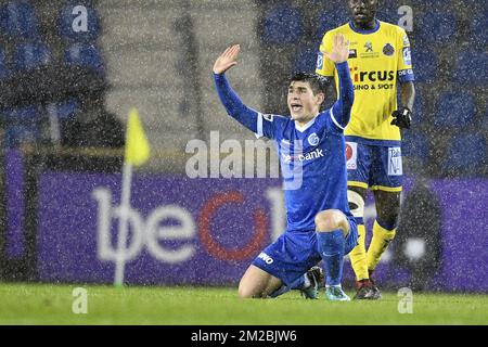 Ruslan Malinovski de Genk photographié lors d'un match final de la coupe Croky 1/4 entre KRC Genk et Waasland Beveren, à Genk, le mercredi 13 décembre 2017. BELGA PHOTO YORICK JANSENS Banque D'Images