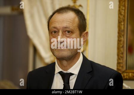 Cosimo Zizza du restaurant Da Mimmo photographié au cours d'une cérémonie pour décerner le titre de Chevalier de l'ordre de Léopold II à divers chefs actifs à Bruxelles, le vendredi 22 décembre 2017 à Bruxelles. BELGA PHOTO NICOLAS MATERLINCK Banque D'Images