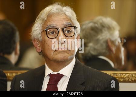 Antonio Pinto du restaurant Belga Queen photographié au cours d'une cérémonie pour décerner le titre de "Chevalier de l'ordre de Léopold II" à divers chefs actifs à Bruxelles, le vendredi 22 décembre 2017 à Bruxelles. BELGA PHOTO NICOLAS MATERLINCK Banque D'Images