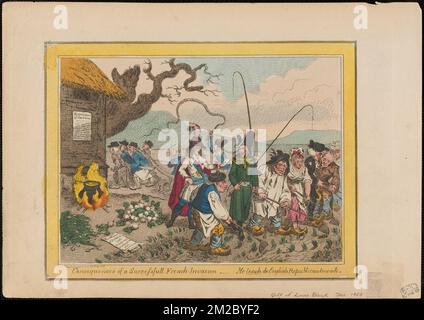 Conséquences d'une invasion française réussie. J'enseigne aux Républicains anglais à travailler , aux politiciens, à l'agriculture, au personnage symbolique de John Bull, Fox, Charles James, 1749-1806. James Gillray (1756-1815). Impressions et mises en plan Banque D'Images