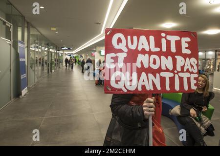 L'illustration montre une manifestation à l'hôpital 'CHR de la Citadelle' de Liège, jeudi 25 janvier 2018. BELGA PHOTO KOEN BLANCKAERT Banque D'Images