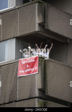 L'illustration montre une manifestation à l'hôpital 'CHR de la Citadelle' de Liège, jeudi 25 janvier 2018. BELGA PHOTO KOEN BLANCKAERT Banque D'Images