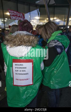 L'illustration montre une manifestation syndicale à l'hôpital 'CHR de la Citadelle' de Liège, jeudi 25 janvier 2018. BELGA PHOTO KOEN BLANCKAERT Banque D'Images