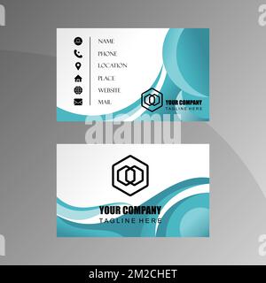 Couleur bleu clair élégant modèle de carte de visite avant et arrière graphique icône logo design abstrait concept vecteur stock lié à la promotion ou le profil Illustration de Vecteur
