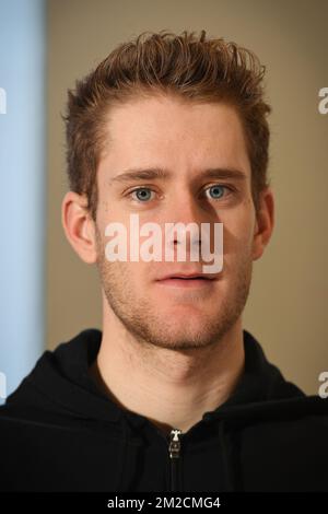 Belge Daan Soete photographié lors d'une conférence de presse en prévision des championnats du monde de cyclisme cyclocross, vendredi 02 février 2018 à Valkenburg, pays-Bas. Les mondes ont lieu ce week-end. BELGA PHOTO DAVID STOCKMAN Banque D'Images