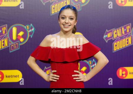 Zita, fille de Koen Wauters photographiée lors du spectacle de remise des prix 'Gala van de Gouden K', organisé par la chaîne de télévision flamande pour enfants Ketnet, samedi 03 février 2018 à Bruxelles. BELGA PHOTO JAMES ARTHUR GEKIERE Banque D'Images