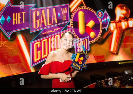 Zita, fille de Koen Wauters photographiée lors du spectacle de remise des prix 'Gala van de Gouden K', organisé par la chaîne de télévision flamande pour enfants Ketnet, samedi 03 février 2018 à Bruxelles. BELGA PHOTO JAMES ARTHUR GEKIERE Banque D'Images