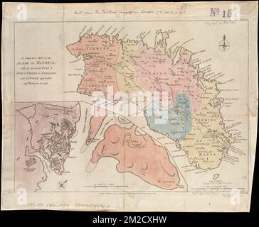 Une carte correcte de l'île de Minorque, avec un plan précis de fort St. Philip et ses environs, et les approches et les batteries françaises en 1756, Minorque Espagne, cartes, travaille tôt à 1800 Norman B. Leventhal Map Center Collection Banque D'Images