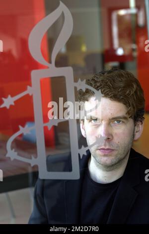 Wies de Graeve d'Amnesty International pose pour le photographe lors d'une conférence de presse de l'organisation des droits de l'homme Amnesty International à Bruxelles le jeudi 22 février 2018. BELGA PHOTO ERIC LALMAND Banque D'Images