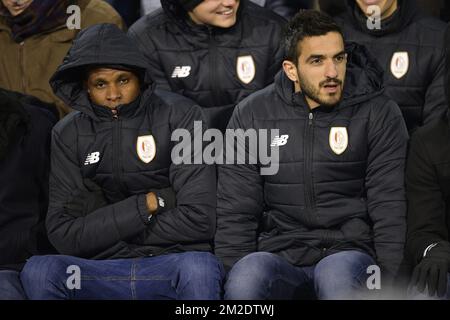 Uche Agbo de Standard et Konstantinos Laifis de Standard photographiés lors d'un match de football entre KRC Genk et Standard de Liège, la finale de la coupe Croky, samedi 17 mars 2018 à Bruxelles. BELGA PHOTO YORICK JANSENS Banque D'Images