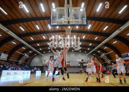 Illustration prise lors du match de basket-ball entre Namur capitale et Waregem, la finale de la coupe féminine de Belgique, dimanche 18 mars 2018 à Vilvoorde. BELGA PHOTO LUC CLAESSEN Banque D'Images