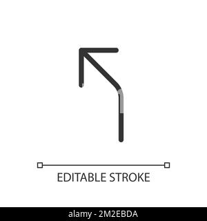 Courbes de route vers la flèche gauche pixel icône d'interface utilisateur linéaire parfaite Illustration de Vecteur