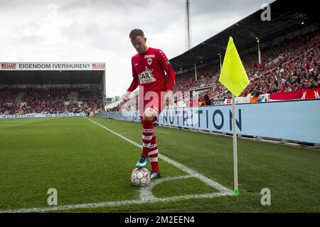 Geoffry Hairemans d'Anvers photographié lors du match Jupiler Pro League entre Royal Antwerp et Beerschot-Wilrijk, à Anvers, dimanche 15 avril 2018, le troisième jour du Play-off 2B du championnat belge de football. BELGA PHOTO KRISTOF VAN ACCOM Banque D'Images