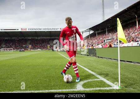 Geoffry Hairemans d'Anvers photographié lors du match Jupiler Pro League entre Royal Antwerp et Beerschot-Wilrijk, à Anvers, dimanche 15 avril 2018, le troisième jour du Play-off 2B du championnat belge de football. BELGA PHOTO KRISTOF VAN ACCOM Banque D'Images