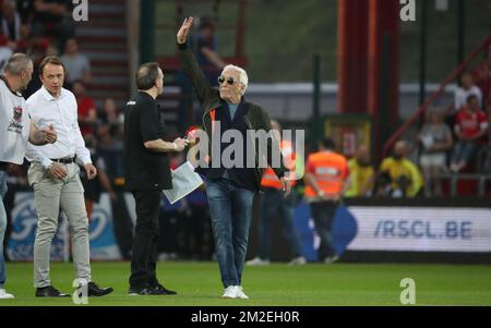 Gerard Darmon français photographié lors du match Jupiler Pro League entre Standard de Liège et RSCA Anderlecht, à Liège, mercredi 18 avril 2018, le quatrième jour du Play-off 1 du championnat belge de football. BELGA PHOTO VIRGINIE LEFOUR Banque D'Images