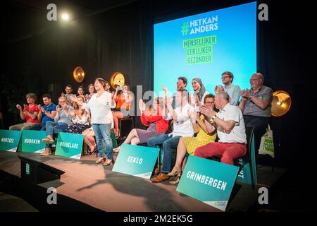 L'illustration montre le lancement de la campagne électorale du parti vert flamand Groen avant les élections communales 2018, samedi 21 avril 2018, à Gand. BELGA PHOTO JAMES ARTHUR GEKIERE Banque D'Images