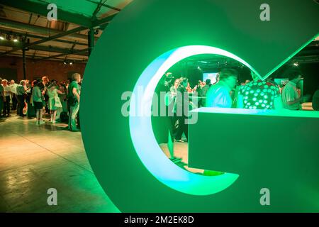 L'illustration montre le lancement de la campagne électorale du parti vert flamand Groen avant les élections communales 2018, samedi 21 avril 2018, à Gand. BELGA PHOTO JAMES ARTHUR GEKIERE Banque D'Images