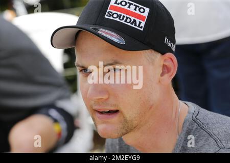 Belge Tim Wellens de Lotto Soudal photographié à la deuxième étape de l'édition 101st de la tournée à vélo Giro d'Italia, de Haïfa à tel Aviv (167km), Israël, samedi 05 mai 2018. BELGA PHOTO YUZURU SUNADA FRANCE OUT Banque D'Images