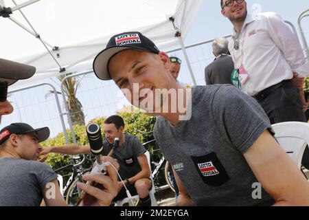 Belge Tim Wellens de Lotto Soudal photographié à la deuxième étape de l'édition 101st de la tournée à vélo Giro d'Italia, de Haïfa à tel Aviv (167km), Israël, samedi 05 mai 2018. BELGA PHOTO YUZURU SUNADA FRANCE OUT Banque D'Images